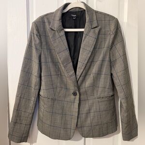 Premise Notched Collar Long Sleeve Plaid One Button Knit Blazer size 8